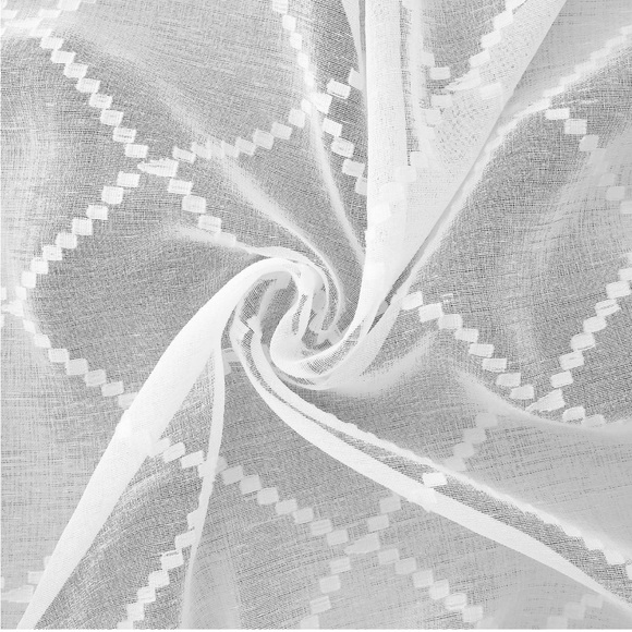 KouFall Sheer Pattern White Curtain (2 panels) - Picture 4 of 5
